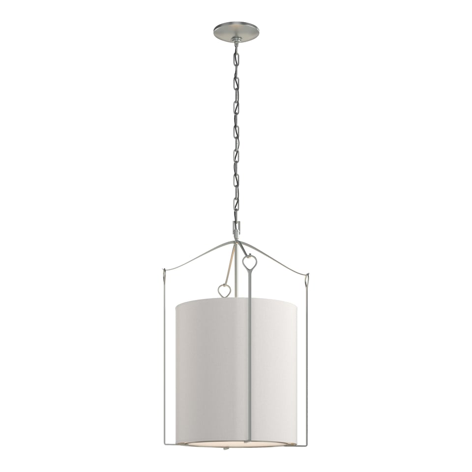 Bow Tall Pendant - Vintage Platinum - Flax Shade by Hubbardton Forge