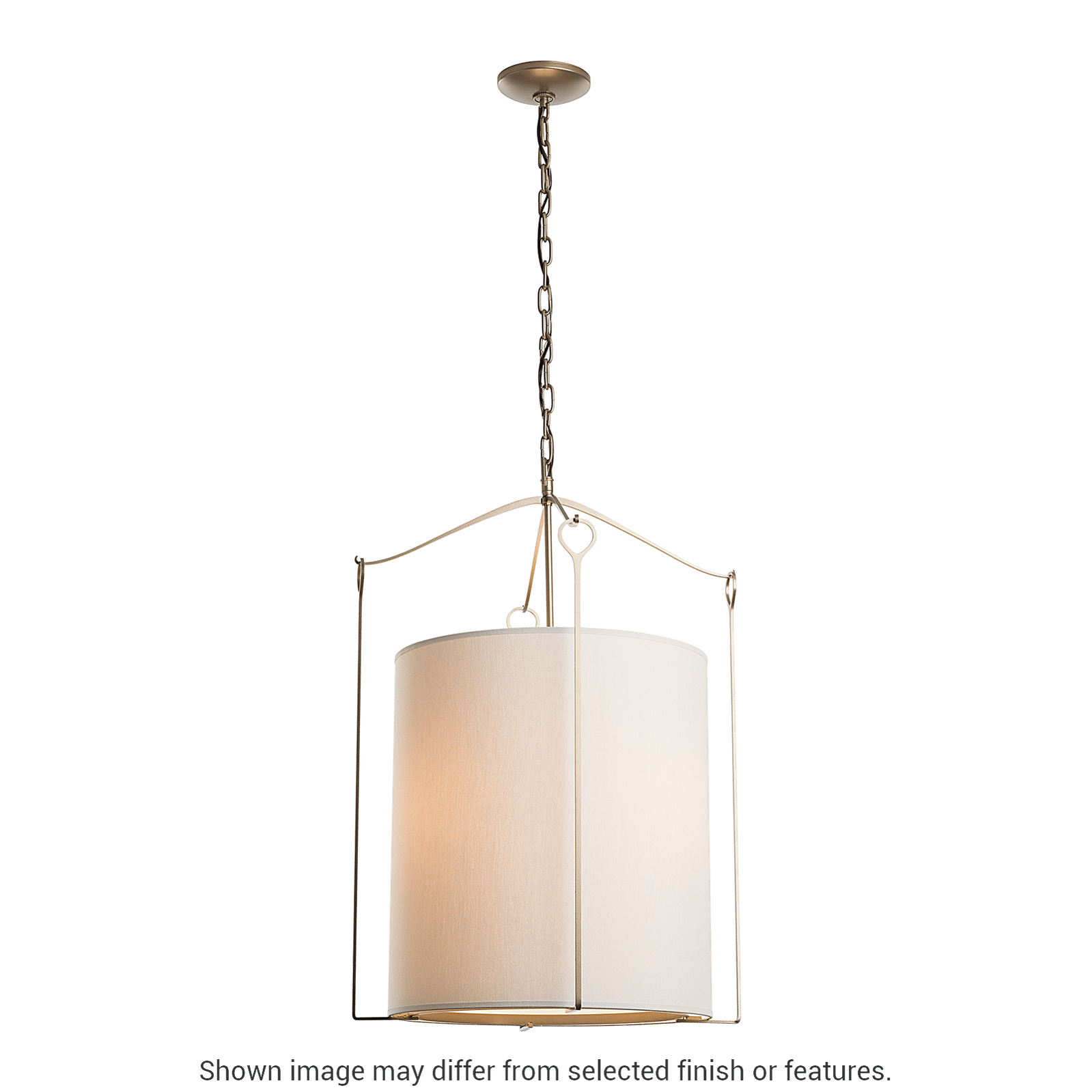 Bow Tall Pendant - White - Natural Anna Shade by Hubbardton Forge