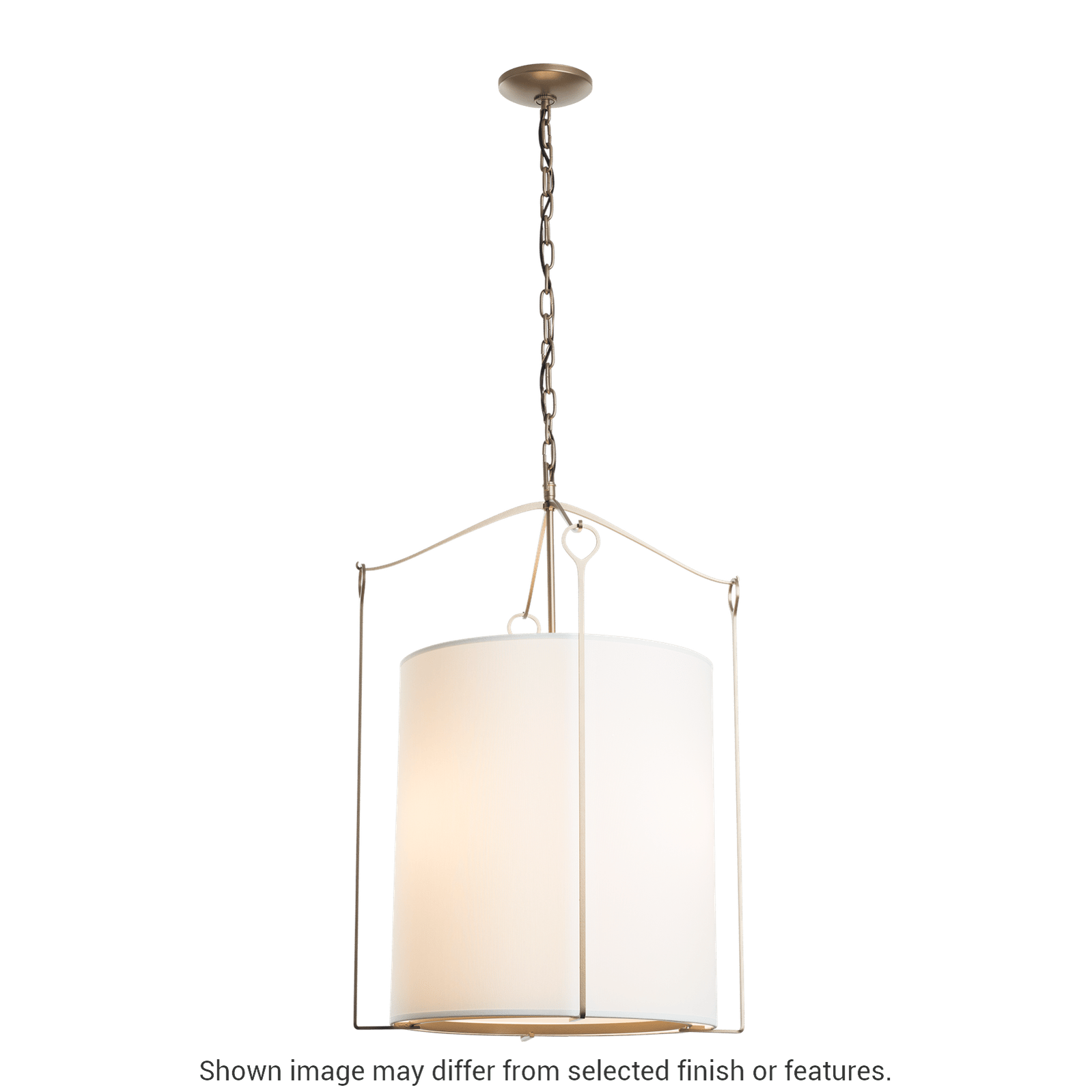 Bow Tall Pendant - White - Natural Anna Shade by Hubbardton Forge
