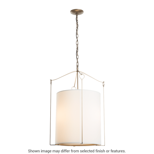 Bow Tall Pendant - White - Natural Anna Shade by Hubbardton Forge