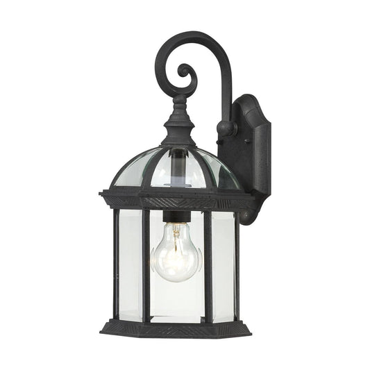 Boxwood - 1 Light 15" Wall Lantern with Clear Beveled Glass - Textured Black Finish - Satco 60-4963