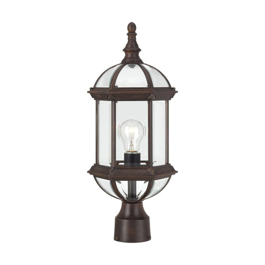 Boxwood - 1 Light 19" Post Lantern with Clear Beveled Glass - Rustic Bronze Finish - Satco 60-4975