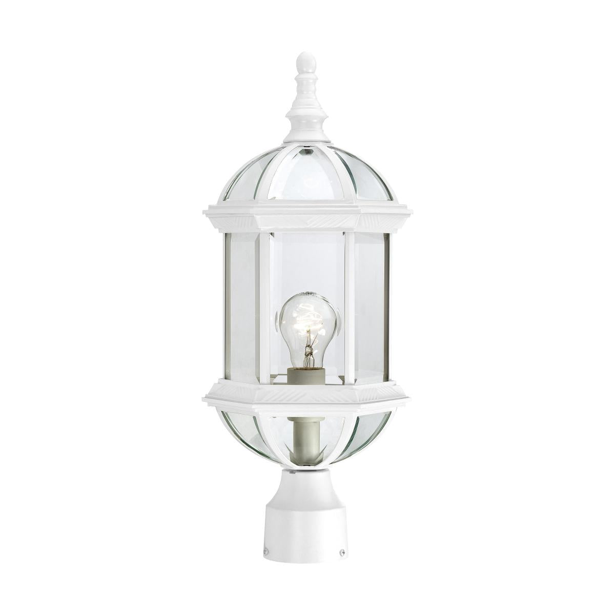 Boxwood - 1 Light 19" Post Lantern with Clear Beveled Glass - White Finish - Satco 60-4974