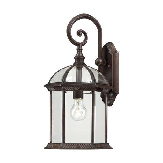 Boxwood - 1 Light 19" Wall Lantern with Clear Beveled Glass - Rustic Bronze Finish - Satco 60-4965