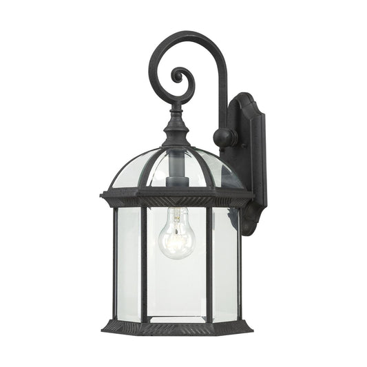 Boxwood - 1 Light 19" Wall Lantern with Clear Beveled Glass - Textured Black Finish - Satco 60-4966