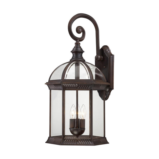 Boxwood - 3 Light 26" Wall Lantern with Clear Beveled Glass - Rustic Bronze Finish - Satco 60-4968