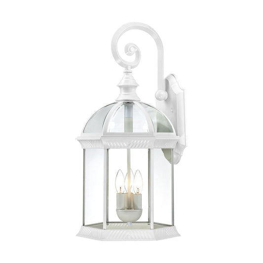 Boxwood - 3 Light 26" Wall Lantern with Clear Beveled Glass - White Finish - Satco 60-4967
