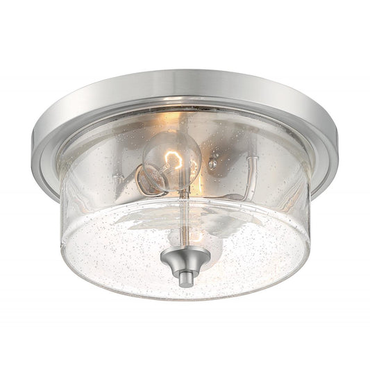 Bransel - 2 Light Flush Mount with Seeded Glass - Brushed Nickel Finish - Satco 60-7190