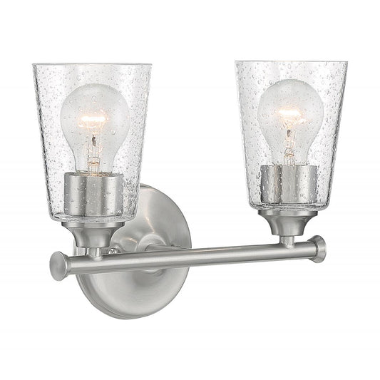 Bransel - 2 Light Vanity with Seeded Glass - Brushed Nickel Finish - Satco 60-7182