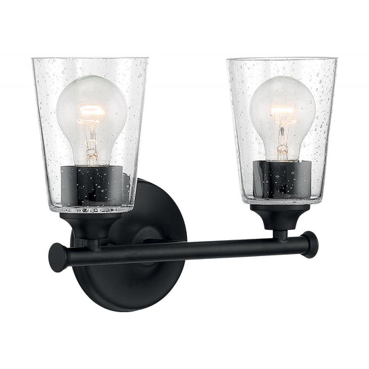 Bransel - 2 Light Vanity with Seeded Glass - Matte Black Finish - Satco 60-7282