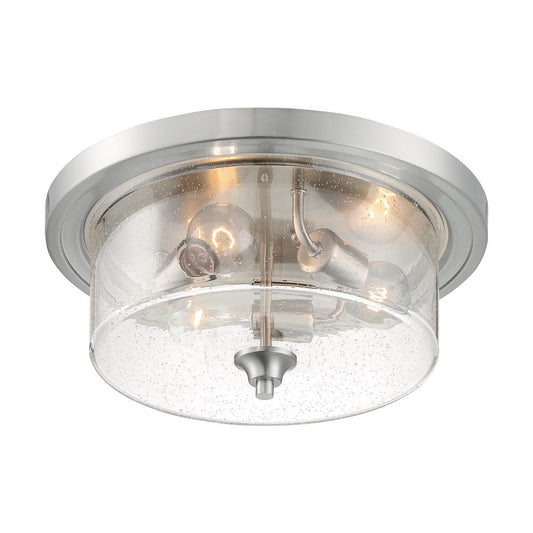 Bransel - 3 Light Flush Mount with Seeded Glass - Brushed Nickel Finish - Satco 60-7191