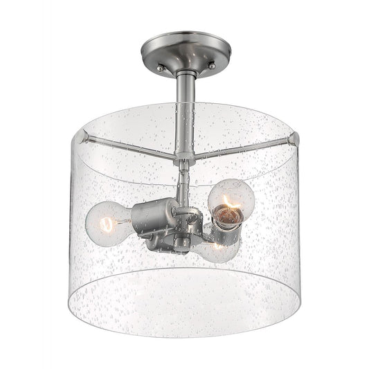 Bransel - 3 Light Semi-Flush with Seeded Glass - Brushed Nickel Finish - Satco 60-7188
