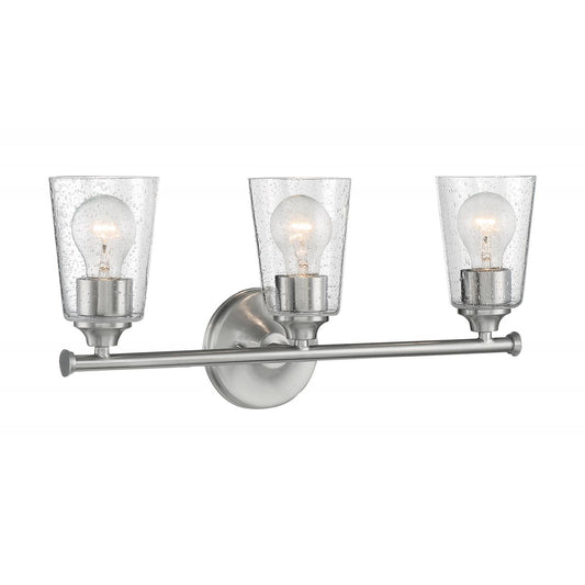 Bransel - 3 Light Vanity with Seeded Glass - Brushed Nickel Finish - Satco 60-7183