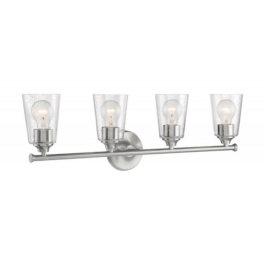 Bransel - 4 Light Vanity with Seeded Glass - Brushed Nickel Finish - Satco 60-7184