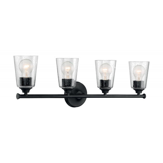 Bransel - 4 Light Vanity with Seeded Glass - Matte Black Finish - Satco 60-7284