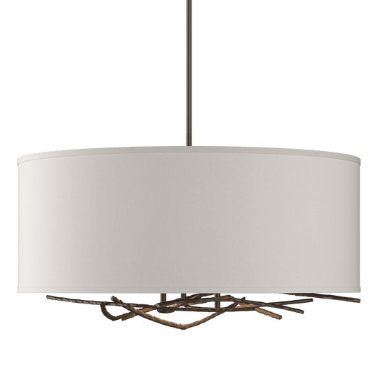 Brindille Drum Shade Pendant - Bronze - Flax Shade by Hubbardton Forge