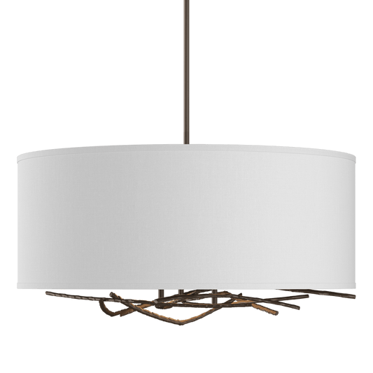 Brindille Drum Shade Pendant - Bronze - Natural Anna Shade by Hubbardton Forge