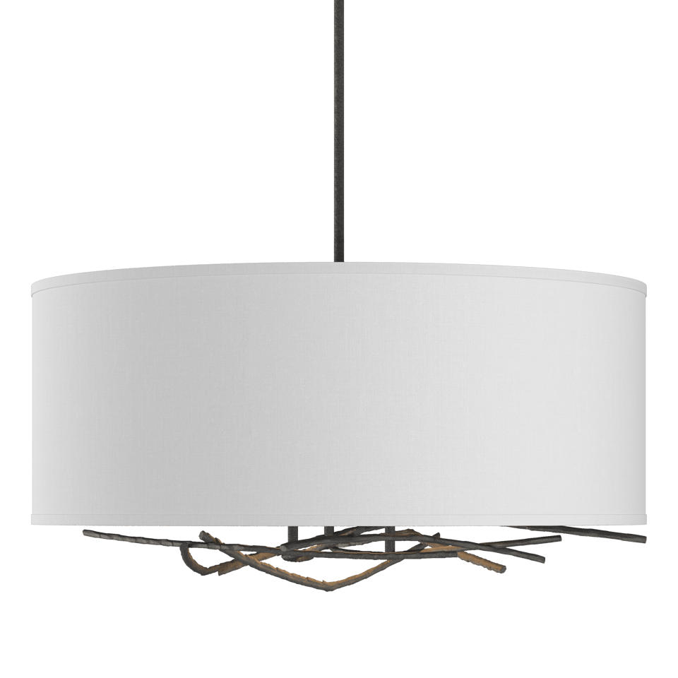 Brindille Drum Shade Pendant - Natural Iron - Natural Anna Shade by Hubbardton Forge