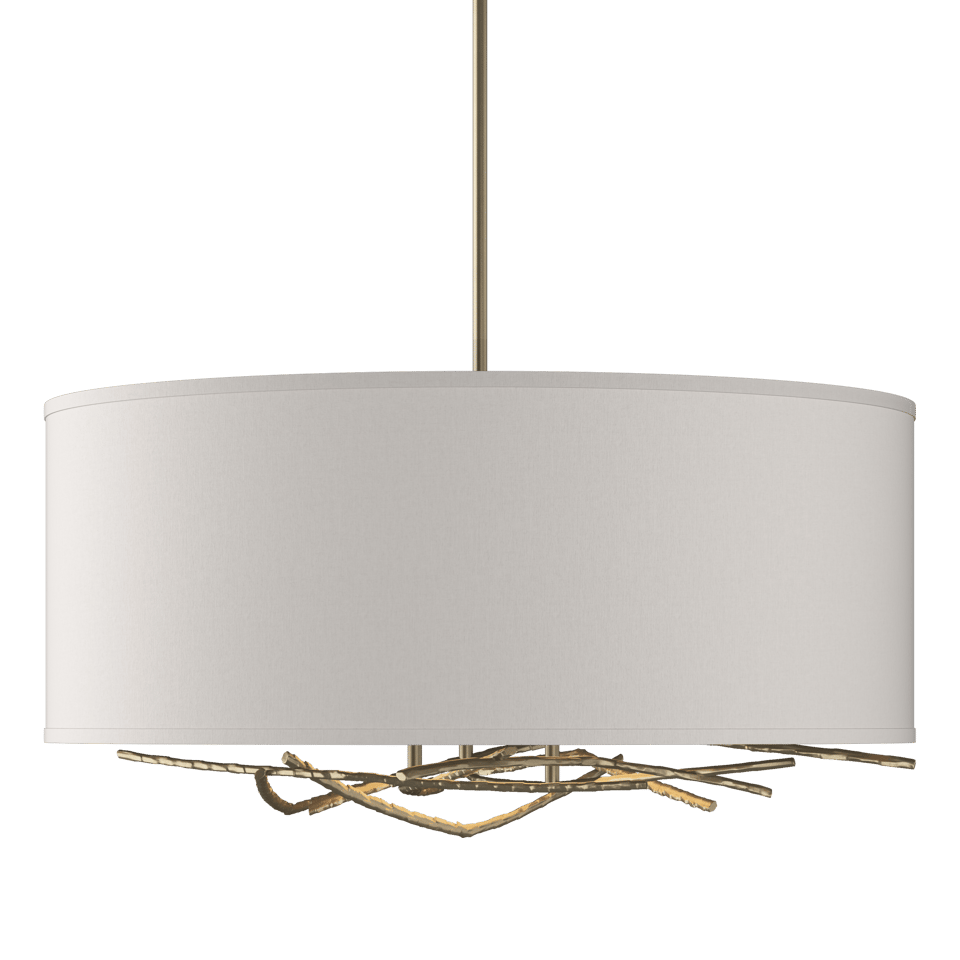 Brindille Drum Shade Pendant - Soft Gold - Flax Shade by Hubbardton Forge