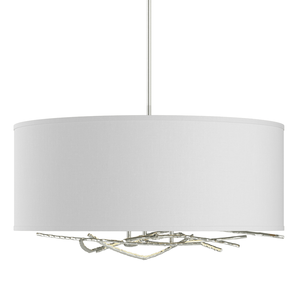 Brindille Drum Shade Pendant - Sterling - Natural Anna Shade by Hubbardton Forge