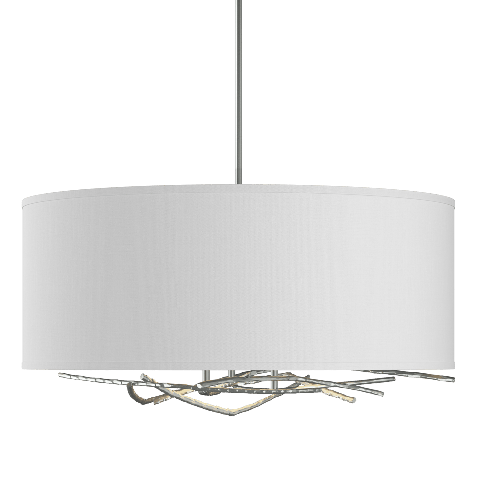 Brindille Drum Shade Pendant - Vintage Platinum - Natural Anna Shade by Hubbardton Forge