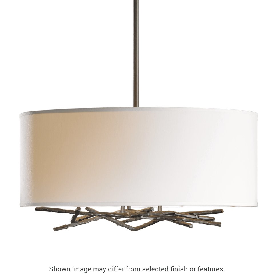 Brindille Drum Shade Pendant - White - Natural Anna Shade by Hubbardton Forge