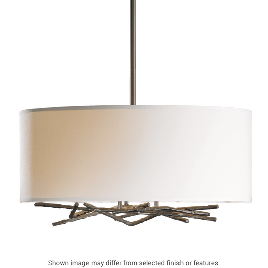 Brindille Drum Shade Pendant - White - Natural Anna Shade by Hubbardton Forge