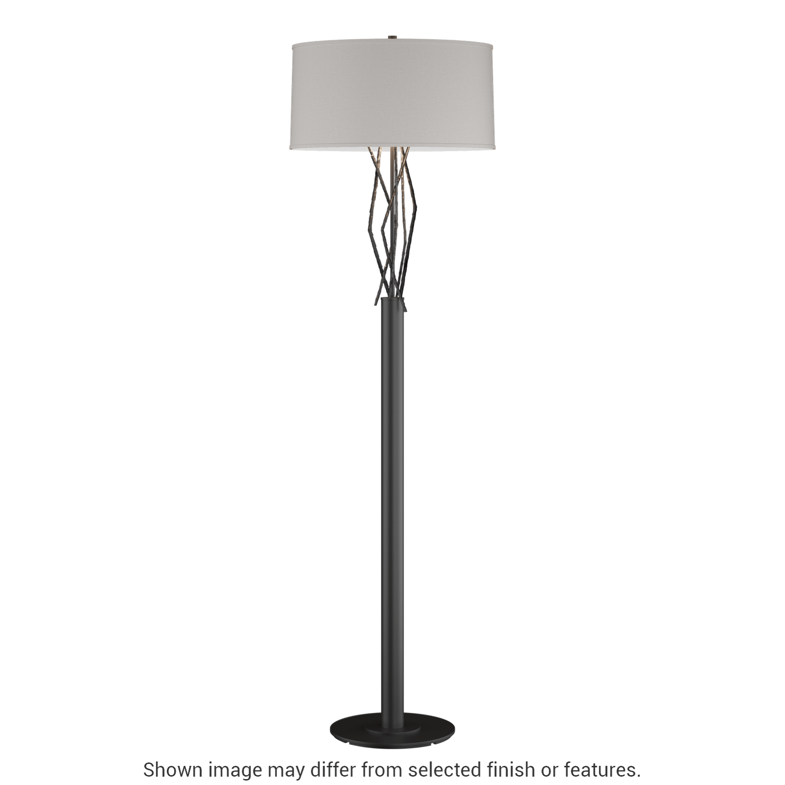 Brindille Floor Lamp - Black - Flax Shade by Hubbardton Forge
