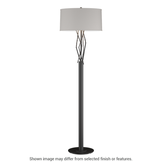 Brindille Floor Lamp - Black - Flax Shade by Hubbardton Forge