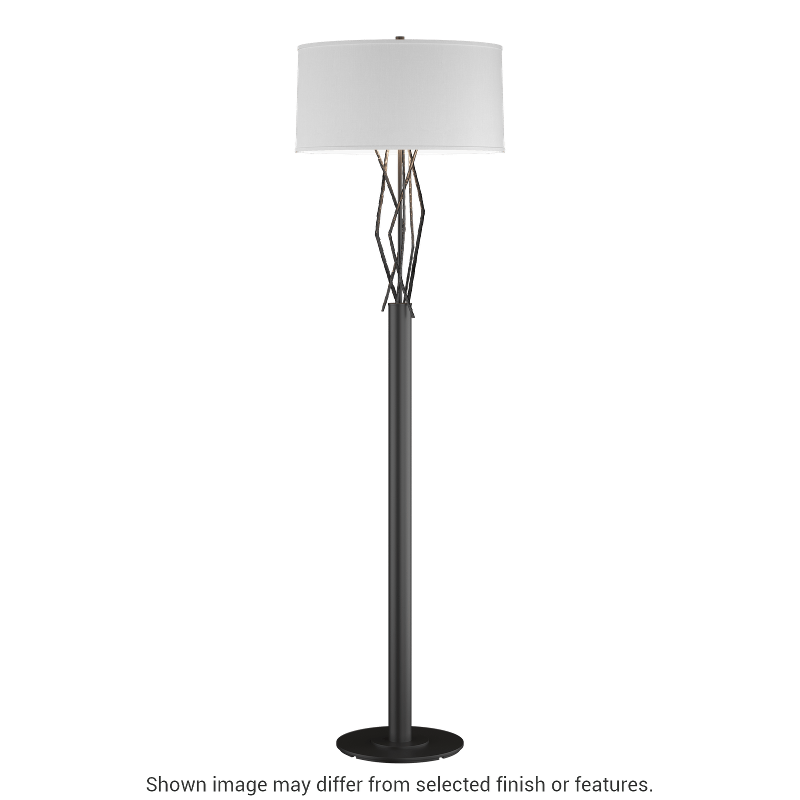 Brindille Floor Lamp - Black - Natural Anna Shade by Hubbardton Forge