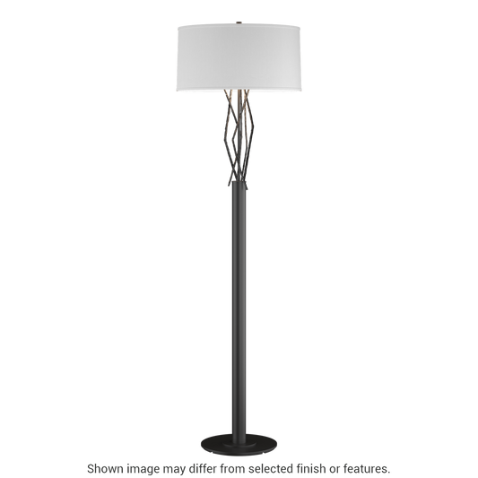 Brindille Floor Lamp - Black - Natural Anna Shade by Hubbardton Forge