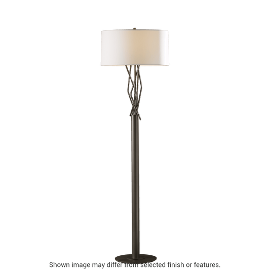 Brindille Floor Lamp - Dark Smoke - Flax Shade by Hubbardton Forge