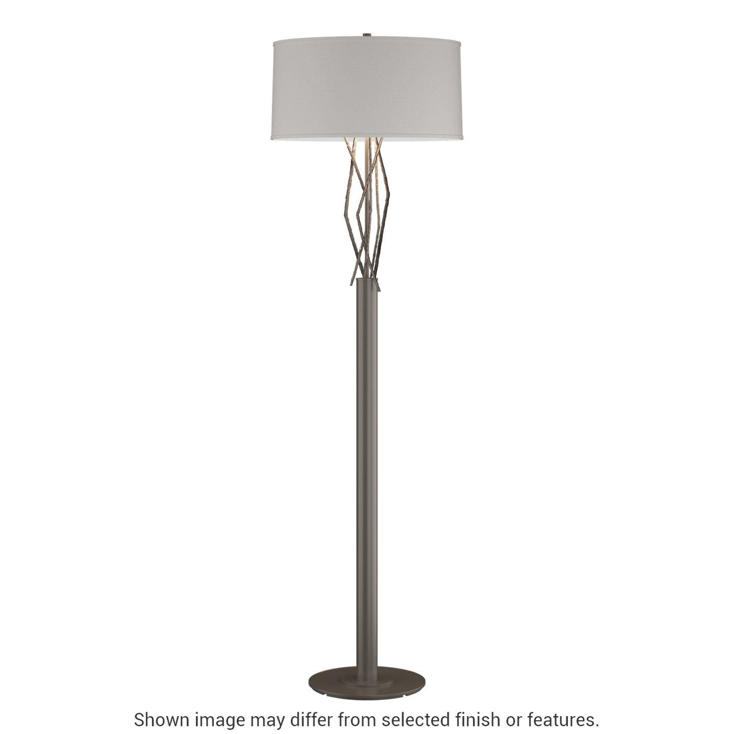 Brindille Floor Lamp - Dark Smoke - Natural Anna Shade by Hubbardton Forge