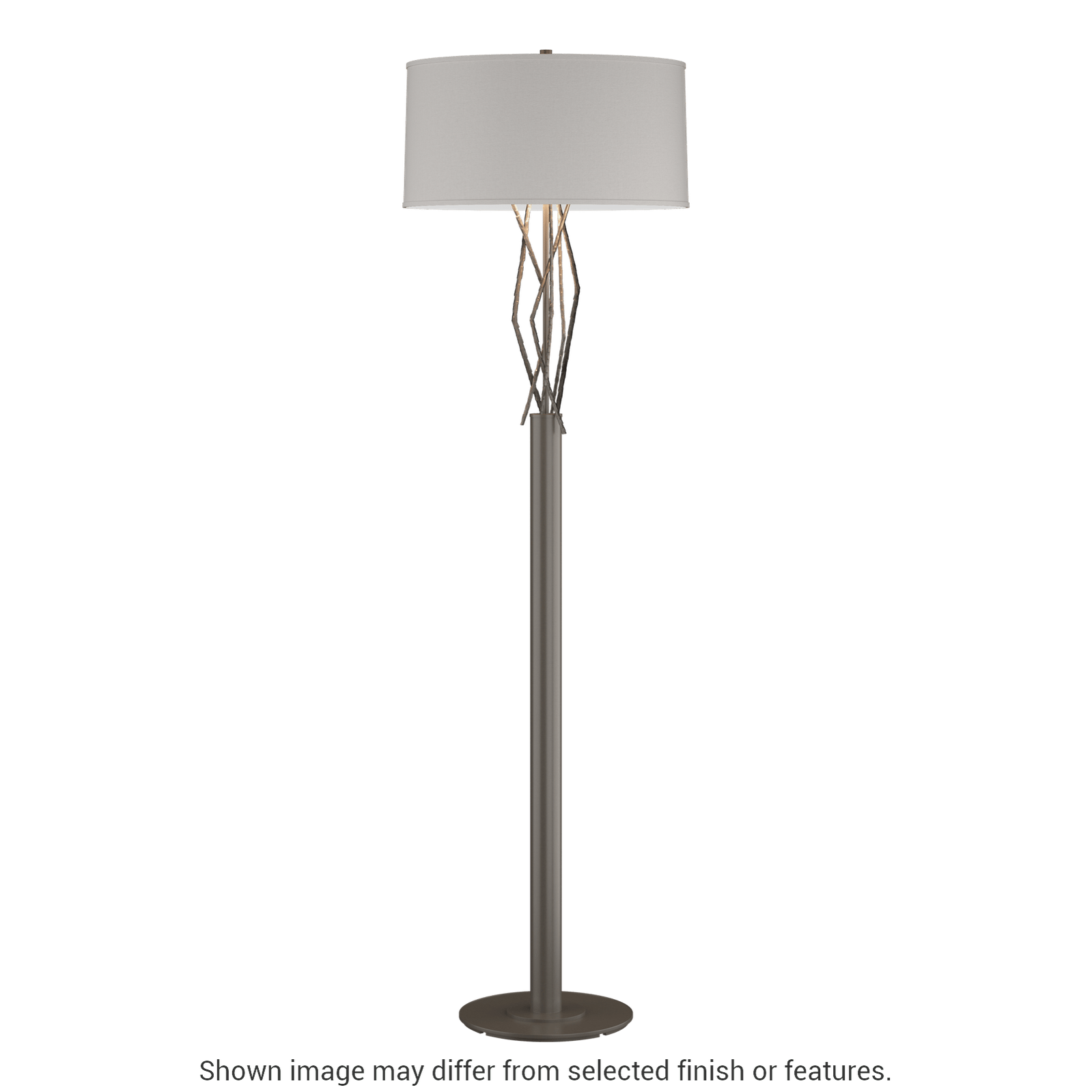 Brindille Floor Lamp - Dark Smoke - Natural Anna Shade by Hubbardton Forge