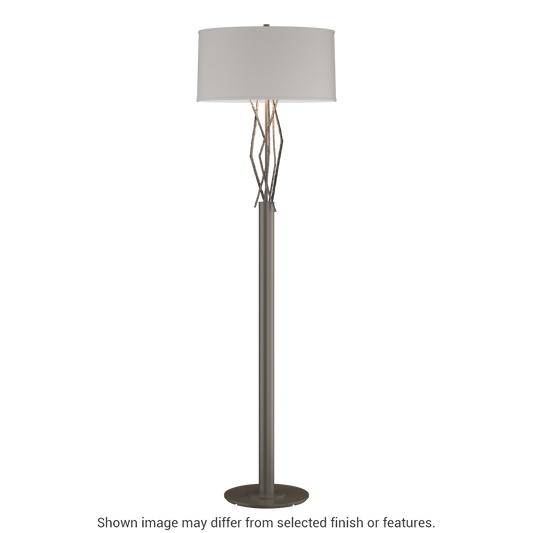 Brindille Floor Lamp - Dark Smoke - Natural Anna Shade by Hubbardton Forge