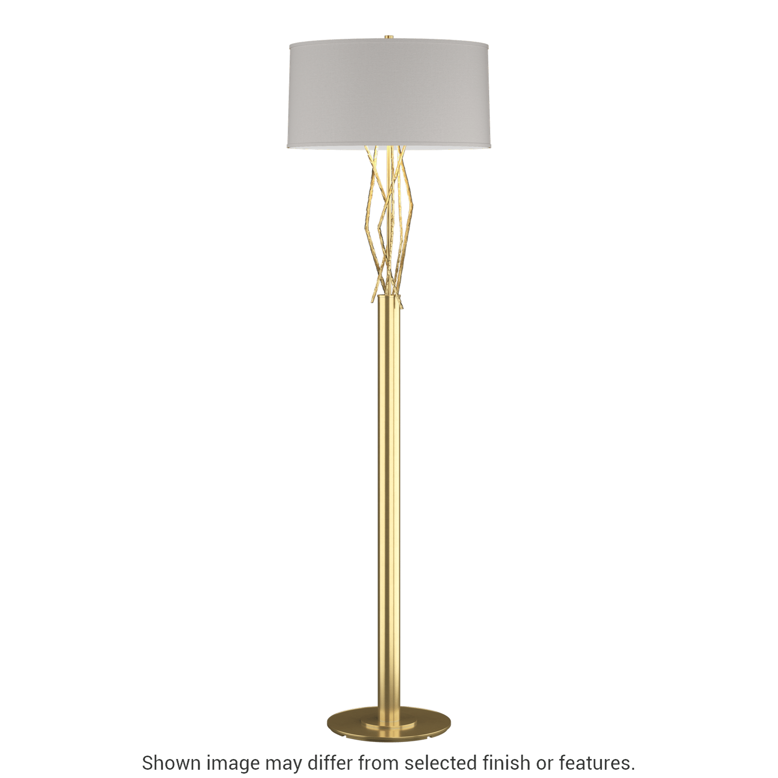 Brindille Floor Lamp - Modern Brass - Flax Shade by Hubbardton Forge