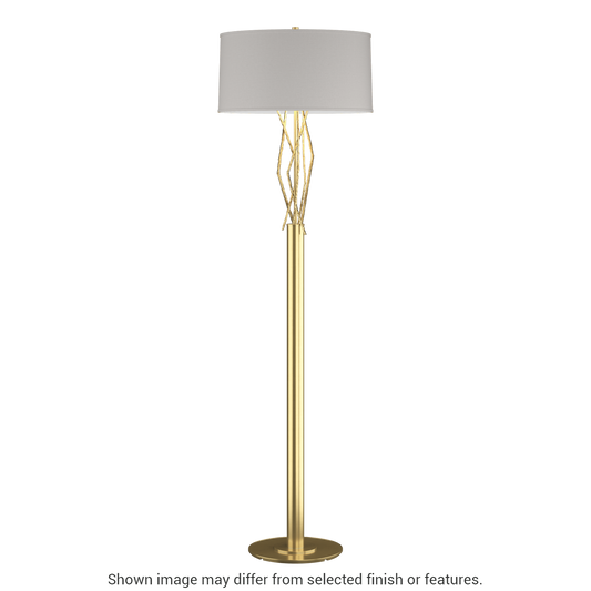 Brindille Floor Lamp - Modern Brass - Flax Shade by Hubbardton Forge