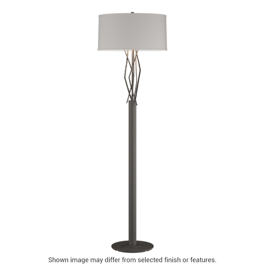 Brindille Floor Lamp - Natural Iron - Flax Shade by Hubbardton Forge
