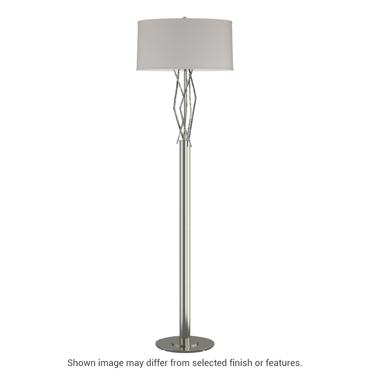 Brindille Floor Lamp - Sterling - Flax Shade by Hubbardton Forge