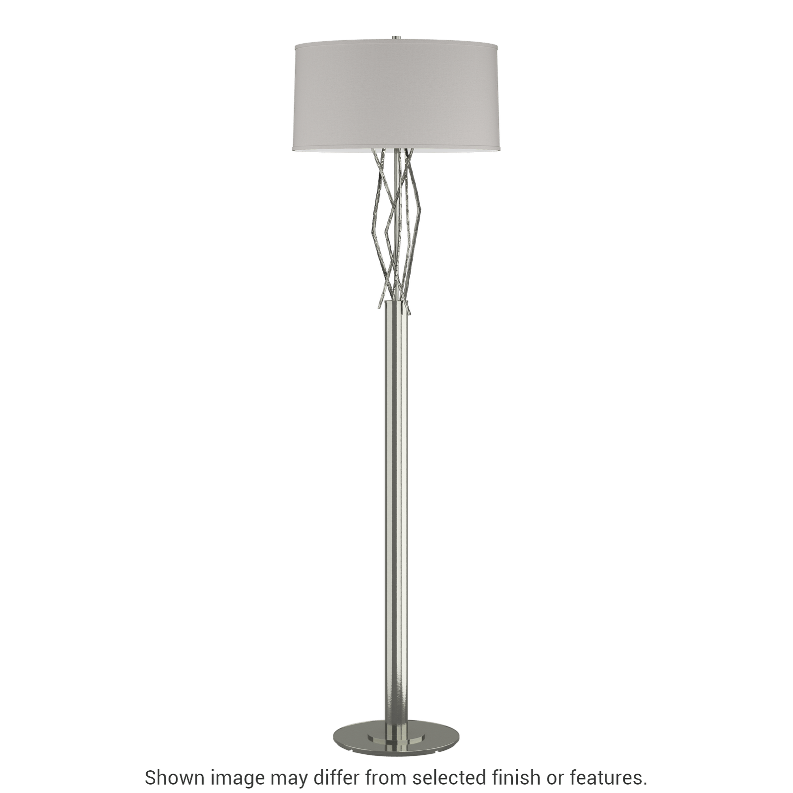 Brindille Floor Lamp - Sterling - Flax Shade by Hubbardton Forge