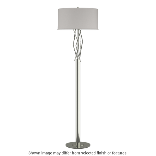 Brindille Floor Lamp - Sterling - Flax Shade by Hubbardton Forge