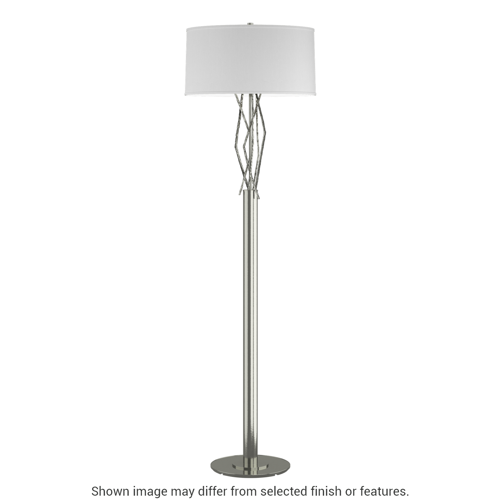 Brindille Floor Lamp - Sterling - Natural Anna Shade by Hubbardton Forge