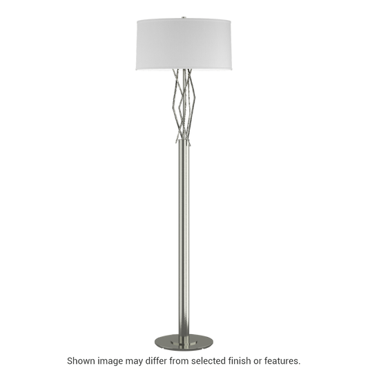 Brindille Floor Lamp - Sterling - Natural Anna Shade by Hubbardton Forge