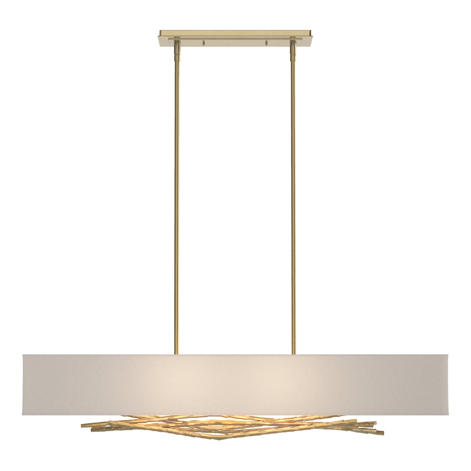 Brindille Pendant - Modern Brass - Flax Shade by Hubbardton Forge