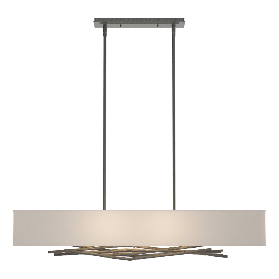 Brindille Pendant - Natural Iron - Flax Shade by Hubbardton Forge