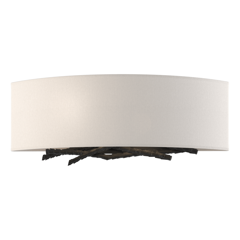 Brindille Sconce - Black - Flax Shade by Hubbardton Forge