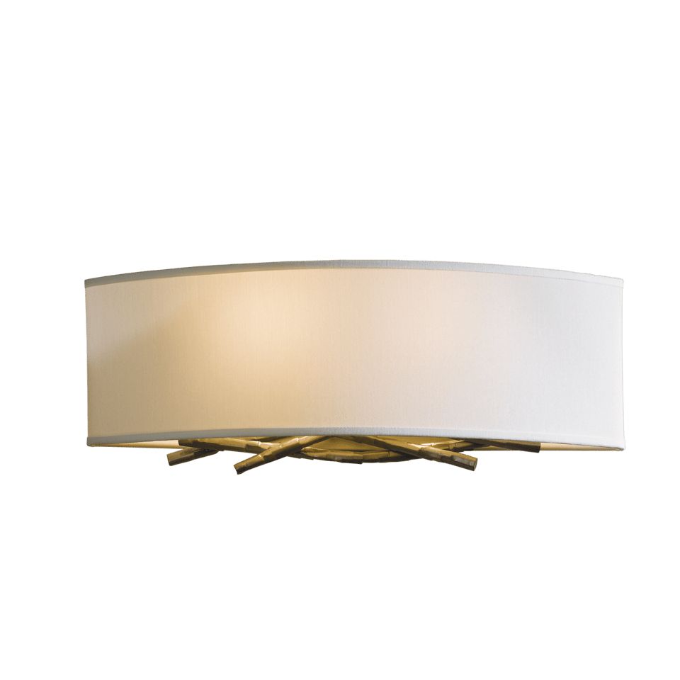 Brindille Sconce - Dark Smoke - Natural Anna Shade by Hubbardton Forge