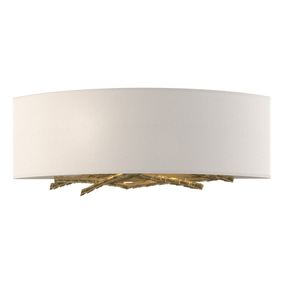 Brindille Sconce - Modern Brass - Flax Shade by Hubbardton Forge