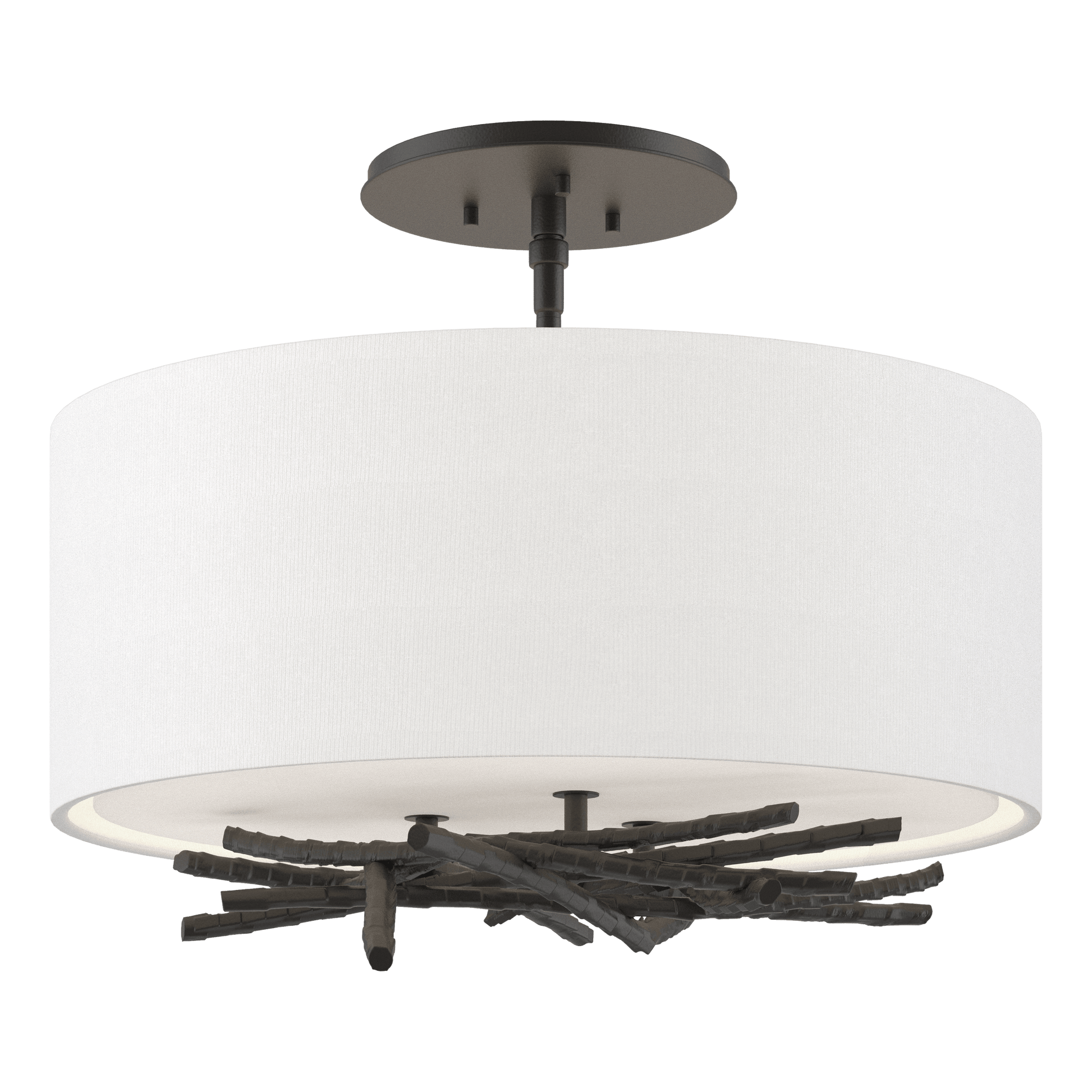Brindille Semi-Flush - Black - Natural Anna Shade by Hubbardton Forge