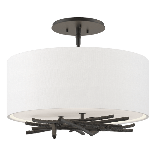 Brindille Semi-Flush - Black - Natural Anna Shade by Hubbardton Forge